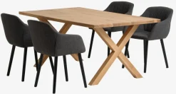 GRIBSKOV L180 tafel eiken + 4 ADSLEV stoelen antraciet