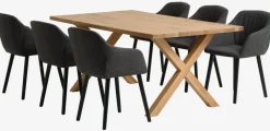 GRIBSKOV L180 tafel eiken + 4 ADSLEV stoelen antraciet