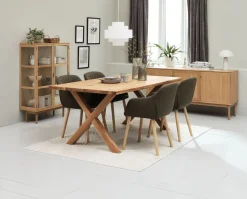 GRIBSKOV L180 tafel eiken + 4 ADSLEV stoelen olijfgroen