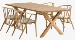GRIBSKOV L230 tafel eiken + 4 ARNBORG stoelen eiken