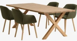 GRIBSKOV L230 tafel eiken + 4 ADSLEV stoelen olijfgroen