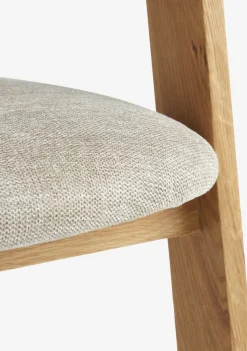 HARESKOV Ø129 tafel eiken + 4 BOVRUP stoelen eiken/beige