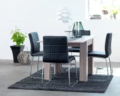 HASLUND L80/160 tafel eiken + 4 HAMMEL stoelen zwart