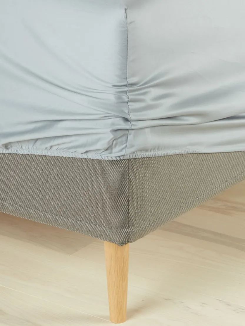 Hoeslaken TINE satijn 90x200x35 lichtgrijs