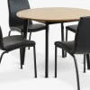 JEGIND Ø105 tafel eiken + 4 ASAA stoelen zwart