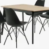 JEGIND L130 tafel eiken/zwart + 4 KLARUP stoelen zwart