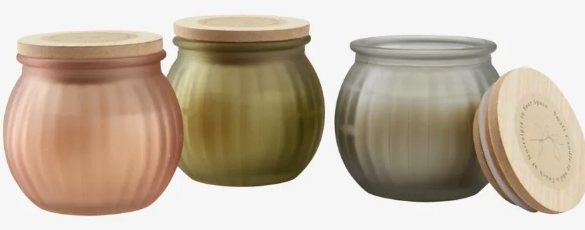 Kaars JARLE Ø6xH6cm met deksel assorti