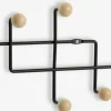 Kapstok GAMBY 6 haken naturel/zwart