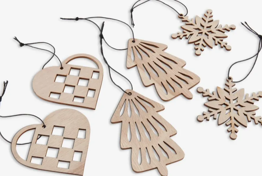 Kerstdecoratie BESTLA 6 stuks naturel