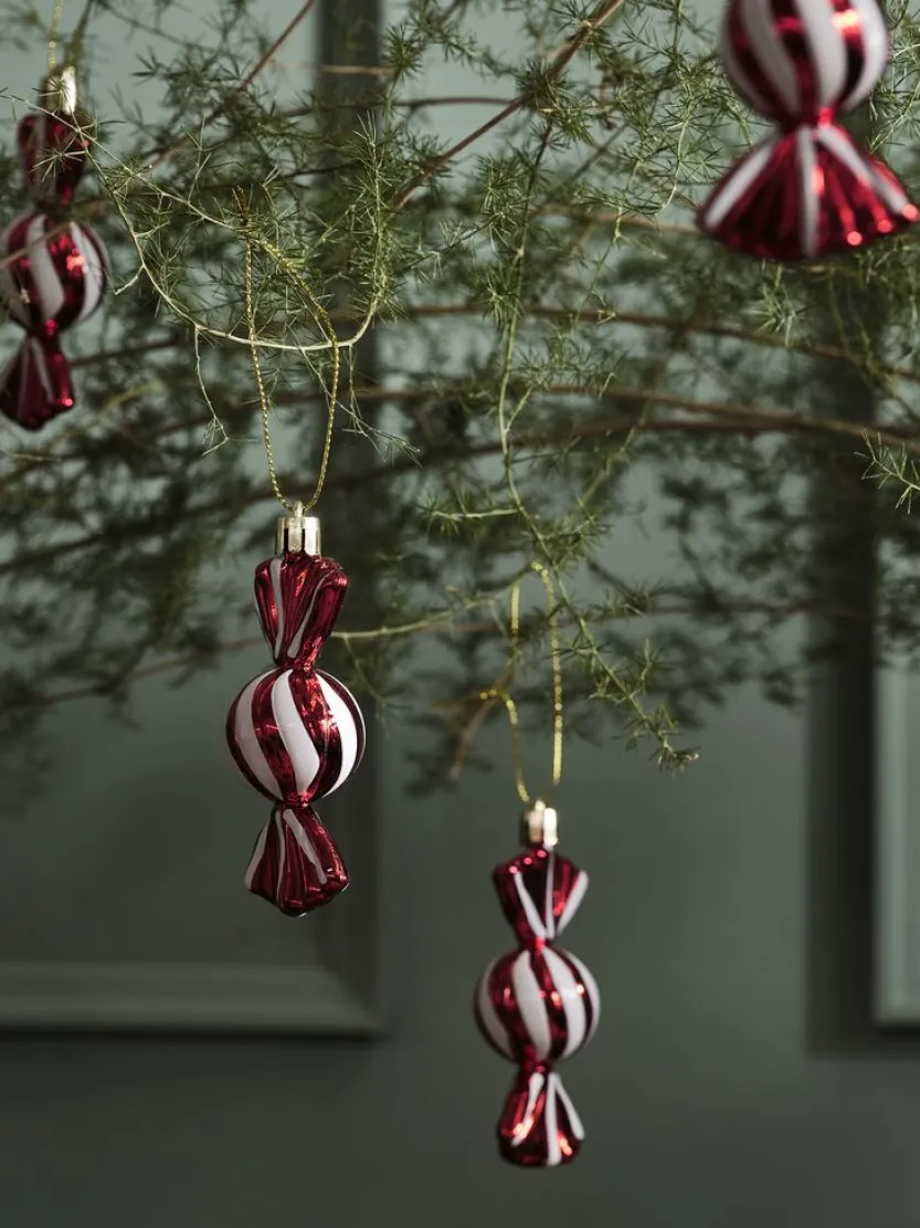Kerstdecoratie VERDIT B10xH3cm 4 stuks rood/wit