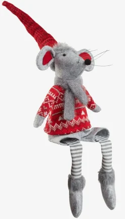 Kerstmuis GYLVE H67cm grijs