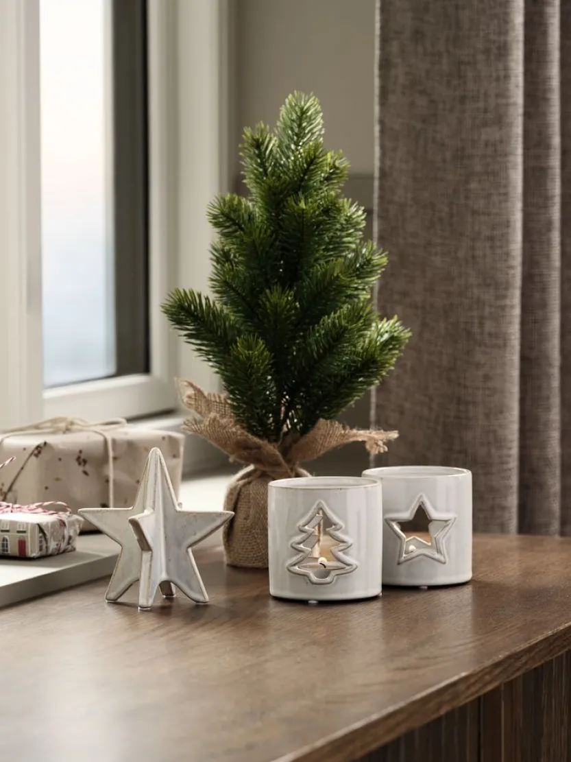 Kerstster RAV B11xL12xH11cm steengoed wit