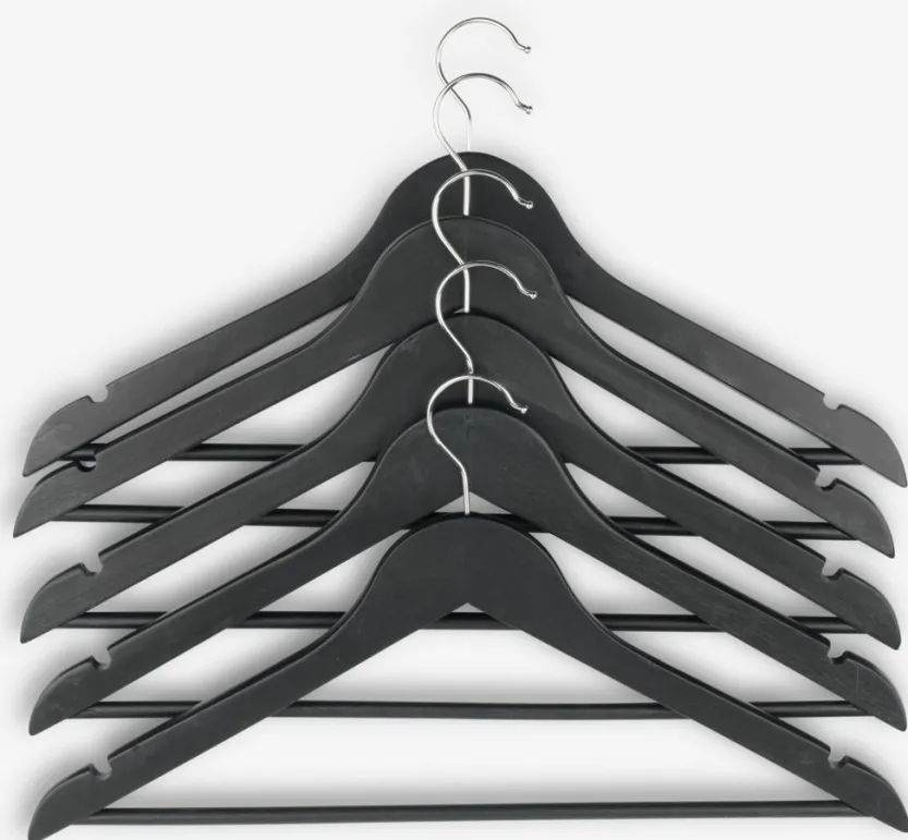 Kledinghangers HELMUT L44cm 5 stuks zwart
