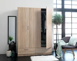 Kledingkast ELLESTED 144x200 3 deuren 2 lades eiken kleur