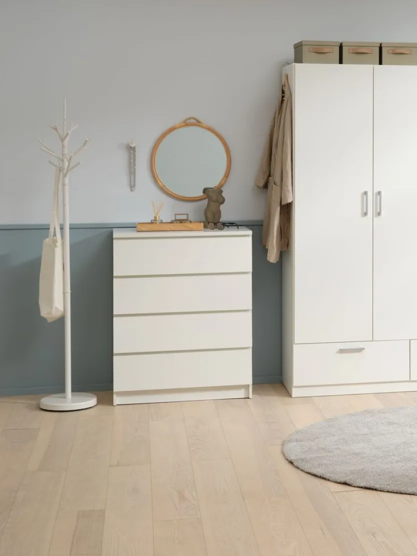 Kledingkast ELLESTED 144x200 3 deuren 2 lades wit