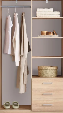 Kledingkast FANDRUP 97x176 2 deuren 3 lades licht eiken