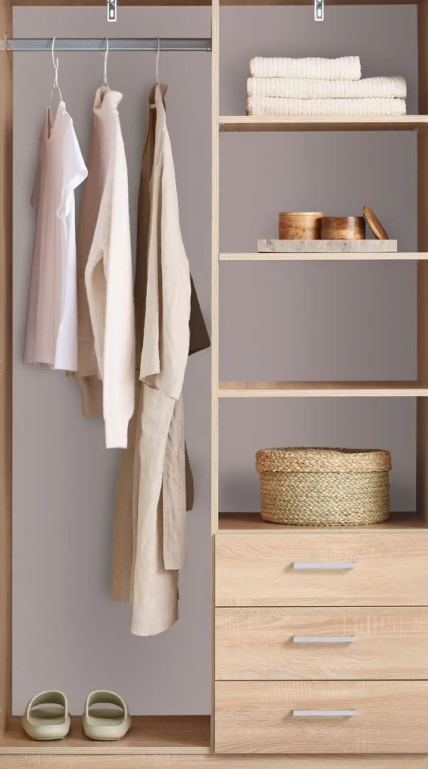 Kledingkast FANDRUP 97x176 2 deuren 3 lades licht eiken