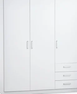 Kledingkast FANDRUP 145x176 3 deuren 3 lades wit