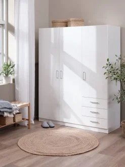 Kledingkast FANDRUP 145x176 3 deuren 3 lades wit