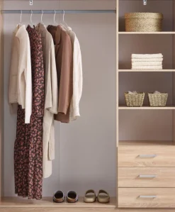 Kledingkast FANDRUP 145x176 3 deuren 3 lades licht eiken