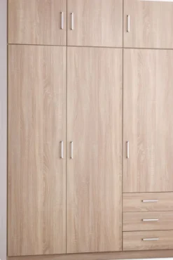 Kledingkast FANDRUP 145x176 3 deuren 3 lades licht eiken