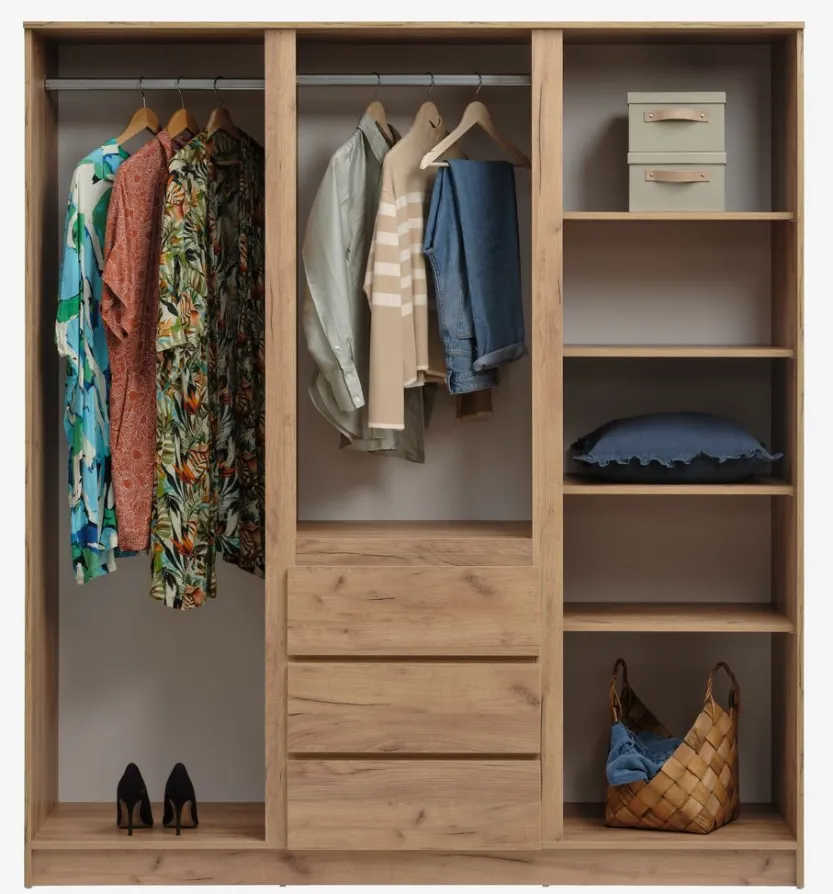 Kledingkast LIMFJORDEN 180x200 naturel eiken kleur