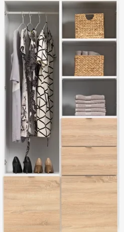 Kledingkast NAUTRUP 100x200 2 deuren eiken kleur/wit