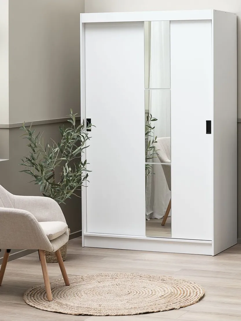 Kledingkast ODDER 120x201 met spiegel wit