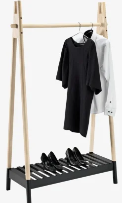 Kledingrek JENNET met schoenenrek naturel/zwart