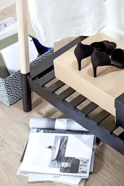 Kledingrek JENNET met schoenenrek naturel/zwart