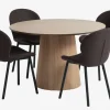 KLIPLEV Ø120 tafel eiken + 4 GEVNINGE stoelen beige/zwart