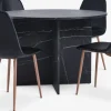 KRONDAL Ø110 tafel marmer + 4 JONSTRUP stoelen zwart/eiken