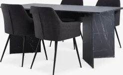 KRONDAL L180 tafel marmer + 4 PURHUS stoelen grijs/zwart
