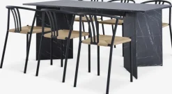 KRONDAL L180 tafel marmer + 4 JYDERUP zwart/naturel