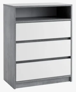 Ladekast BILLUND 3 lades wit/beton