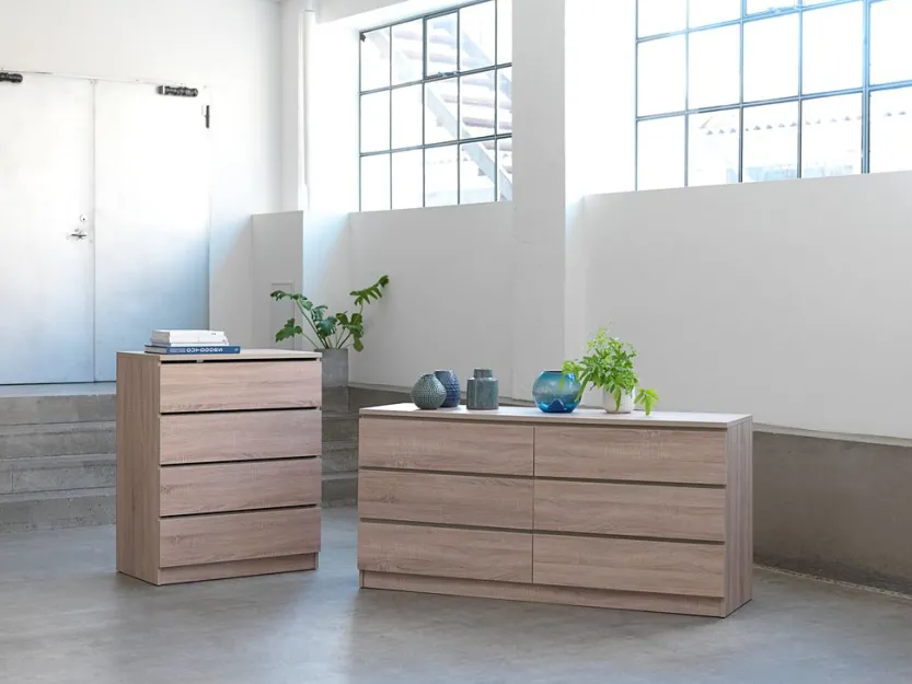 Ladekast LIMFJORDEN 3+3 lades licht eiken kleur