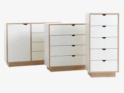 Ladekast MAMMEN 5 lades smal wit/eiken