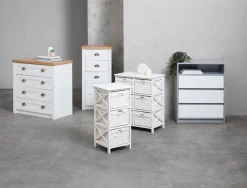 Ladekast MARKSKEL 4 lades wit/eiken kleur