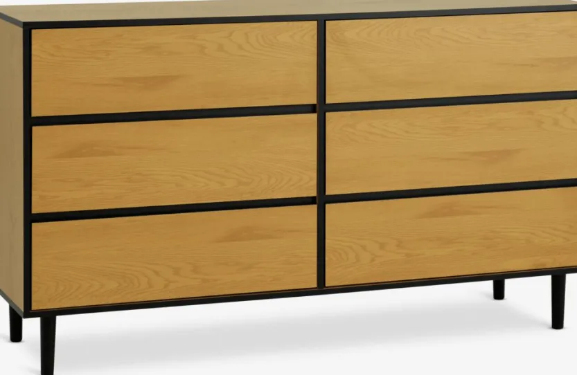 Ladekast ODENSE 3+3 lades eiken/zwart