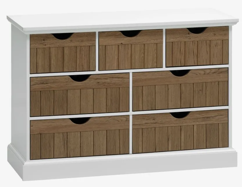 Ladekast OLDEKROG 7 lades eiken/wit