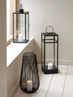 Lantaarn MELIAS Ø24xH46cm zwart