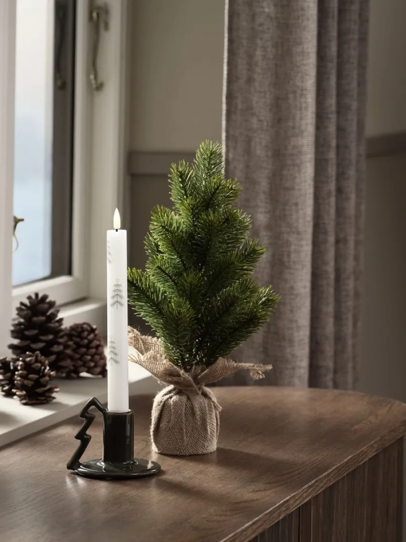 LED kaars MERLINIT H24cm 2 stuks wit en groen