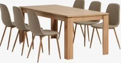 LINTRUP L190/280 eiken + 4 BISTRUP zand/eiken