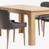 LINTRUP L140 tafel eiken + 4 PEBRINGE stoelen fluweel grijs