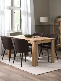 LINTRUP L140 tafel eiken + 4 RISSKOV stoelen donkerbruin