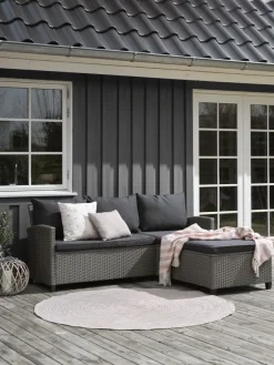 Loungebank ONDRUP 3-persoons chaise longue grijs