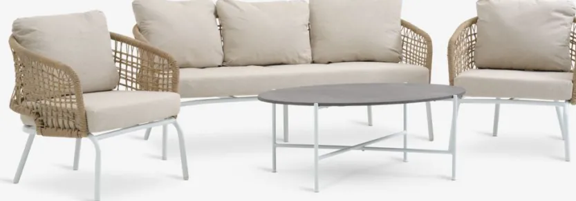 Loungeset DYVIG 5 personen sneldrogend wit