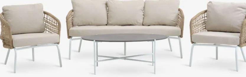 Loungeset DYVIG 5 personen sneldrogend wit