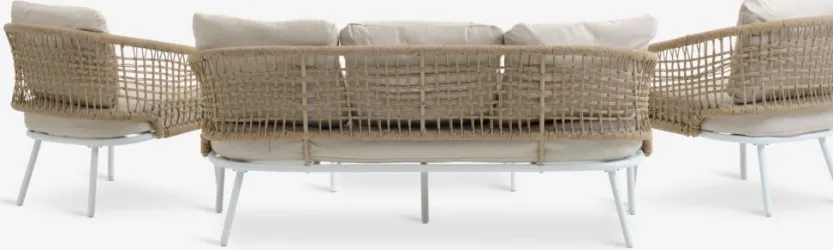 Loungeset DYVIG 5 personen sneldrogend wit