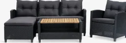 Loungeset VEN 4-persoons chaise zwart